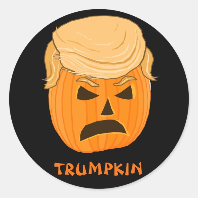 Sticker Rond Drôle Donald Trumpkin Citrouille Jack-o-lantern (Devant)