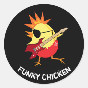 Sticker Rond Drôle Drôle Drôle Cartoon De Poulet