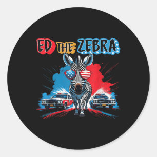 Sticker Rond Drôle Ed Le Zèbre 2025 Capturé Rétro Vintage 4ème
