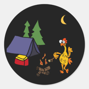Sticker Rond Drôle en caoutchouc Poulet de Poulet de Camping Ca