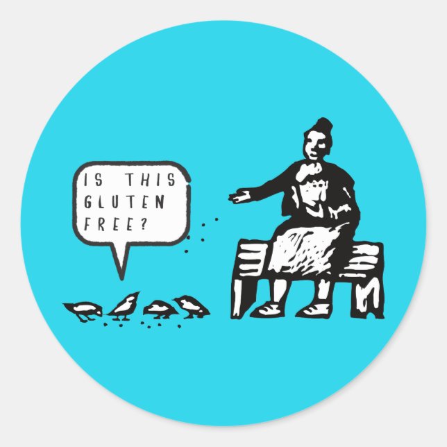 Sticker Rond Drôle Est Ce Caricature Sans Oiseaux Gluten (Devant)