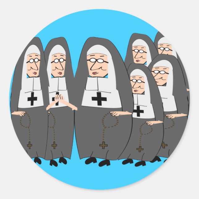 Sticker Rond Drôle "Fat Nuns" Cadeaux pour toute occasion (Devant)