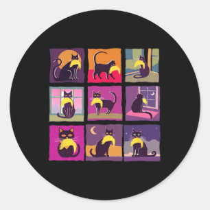Sticker Rond Drôle Femme De Chat Sans Enfant Avec Les Cheveux T