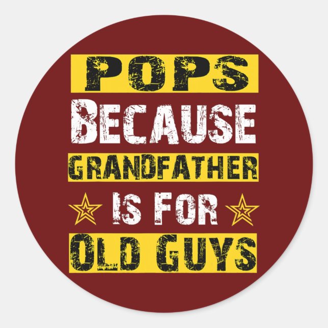 Sticker Rond Drôle Fête des pères Pops Plaisanter Sarcasm Grand (Devant)