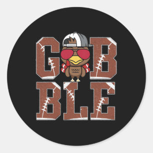 Sticker Rond Drôle Football Gobble Turquie Thanksgiving Boys Ki