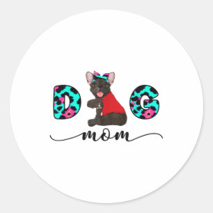Sticker Rond Drôle Français Bulldog Tattoo Je t'aime Chien Mama
