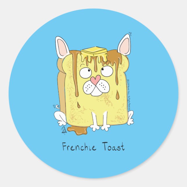 Sticker Rond Drôle French Bulldog Frenchie mignon Dessin de chi (Devant)
