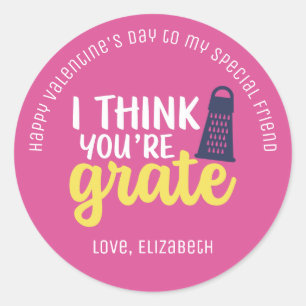 Sticker Rond Drôle Fromage Pun mignon Ami Saint Valentin Rose