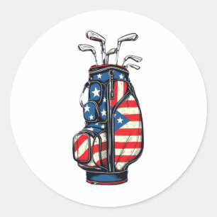 Sticker Rond Drôle Funny Usa Golf Tee 4 juillet Patriotic Golf