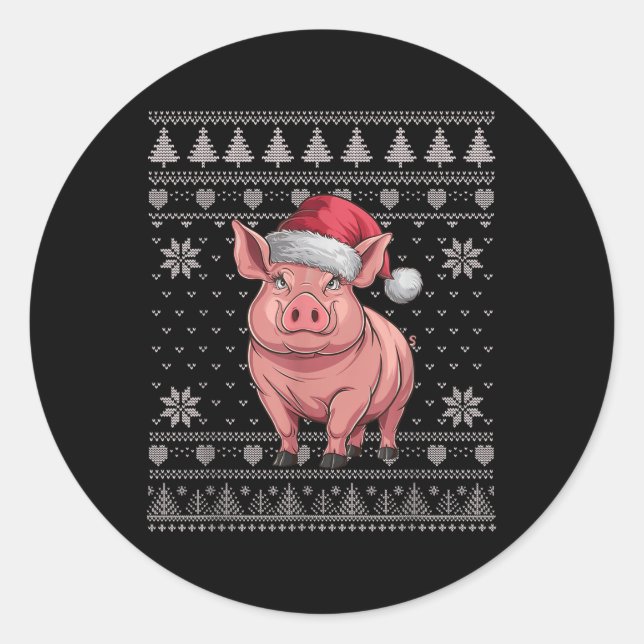 Sticker Rond Drôle G laide pull Noël Père Noël Xmas Pjs (Devant)