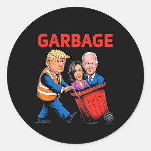 Sticker Rond Drôle Garbage Pour Trump 2024 - Il Est Temps De So