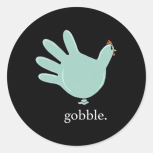 Sticker Rond Drôle Gobble Turquie Glove Médicale Nures Thanksgi