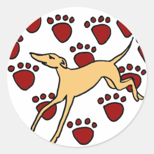 Sticker Rond Drôle Greyhound Puppy Love