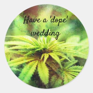 Sticker Rond Drôle Grunge de mauvaises herbes, Mariage Pun
