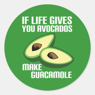Sticker Rond Drôle Guacamole Avocado Joke