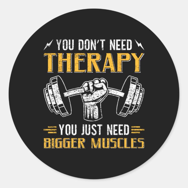 Sticker Rond Drôle Gym Dit Humour Citation Exercice Bodybuildin (Devant)