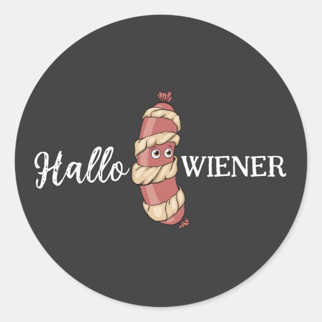 Sticker Rond Drôle Halloween Hotdog maman Hallowiener Pun (Devant)