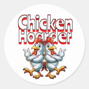 Sticker Rond Drôle Hoarder au poulet