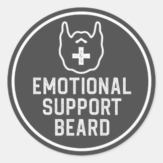 Sticker Rond Drôle Homme's Emotional Support Beard Joke Gift