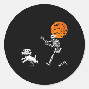Sticker Rond Drôle Humour Éffrayant Halloween squelette chasse