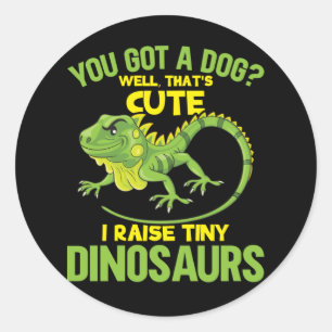 Sticker Rond Drôle Iguana plaisanter Dinosaures Lizard Reptile 