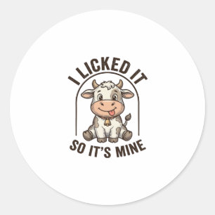 Sticker Rond Drôle Je L'ai Léché Vache Chemise Vintage Ferme De