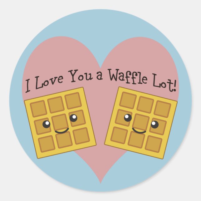 Sticker Rond Drôle Je T'Aime Une gaufre Beaucoup mignonne gaufr (Devant)