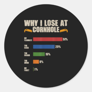 Sticker Rond Drôle Joueur Cornhole Pourquoi Je Perds À Cornhole