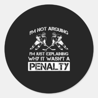Sticker Rond Drôle joueur de hockey sur glace discutant de la p
