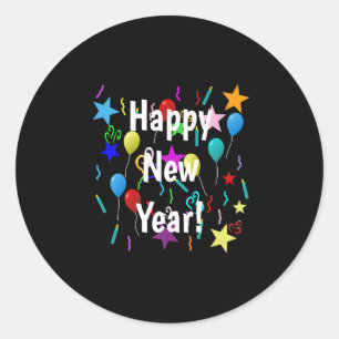 Sticker Rond Drôle Joyeux Nouvel An Réveillon 2023 Décorations 