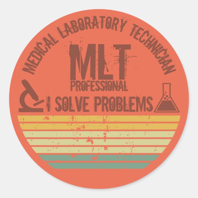 Sticker Rond Drôle laboratoire médical technique mlt coucher de (Devant)