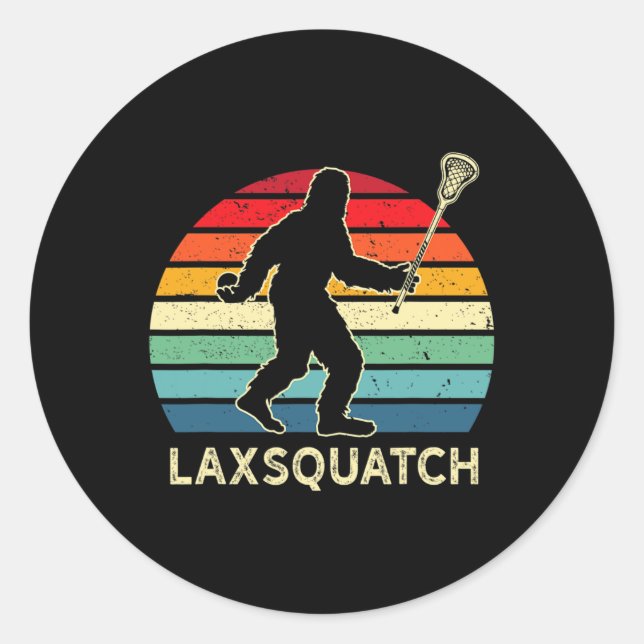 Sticker Rond Drôle Lacrosse Lacrosse Lâx Sasquatch Équipe de cr (Devant)