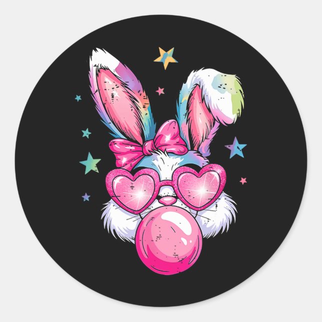 Sticker Rond Drôle Lapin Lapin Blown Coquette Coquette Mignonne (Devant)