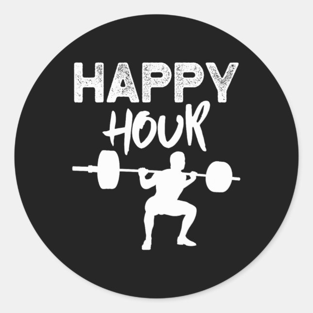 Sticker Rond Drôle levant Jour de la Jambe Gym Happy Hour (Devant)