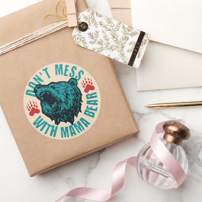 Sticker Rond Drôle Mama Bear Don’t Mess avec Mama Green Growers (Cadeaux)