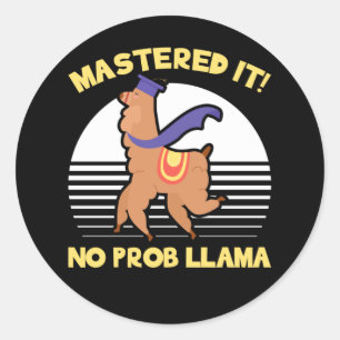 Sticker Rond Drôle Master Graduate Llama Graduate Plaisanterie