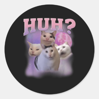 Sticker Rond Drôle Mème Huh Chat Chemise Amoureux de les chats