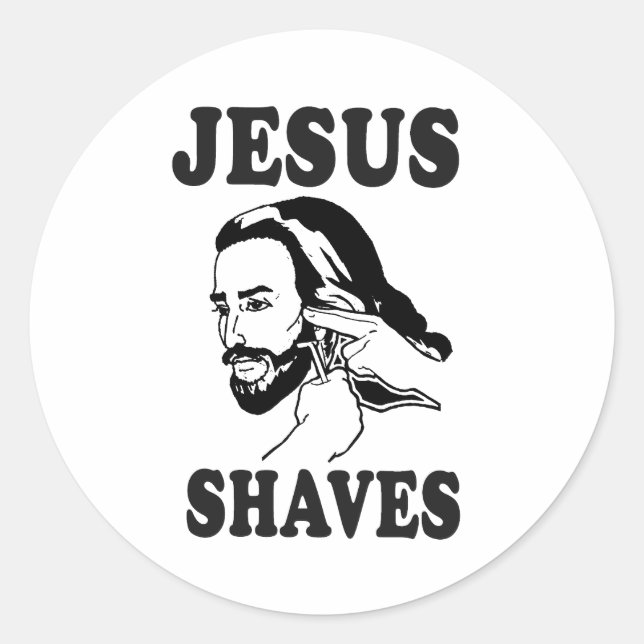 Sticker Rond Drôle Mème Jésus se rase (Devant)