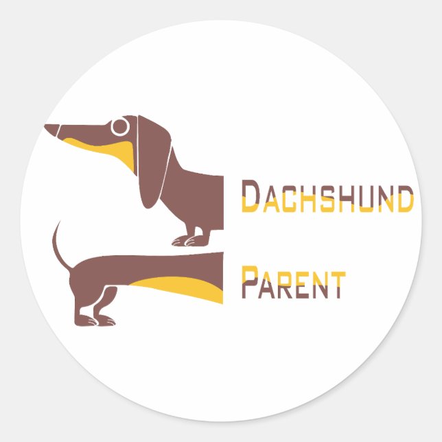 Sticker Rond Drôle mignon dachshund pour parent chien long (Devant)