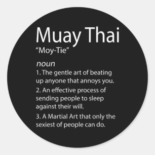 Sticker Rond Drôle Muay Thai Et Thai Boxe - Muay Thai Defini