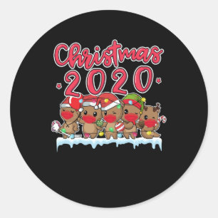 Sticker Rond Drôle Noël 2020 Otters Visage Masque Otter Long