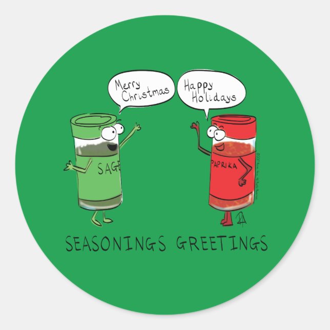 Sticker Rond Drôle Noël Cartoon Cuisines épices (Devant)