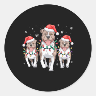 Sticker Rond Drôle Noël Père Noël Reindeer mignonne Pitbull Pèr