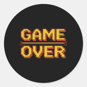 Sticker Rond Drôle nostalgie des années 80 Arcade Joueur Rétro