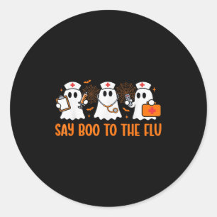 Sticker Rond Drôle Nurse Ghost Halloween Vaccine Dit Boo À