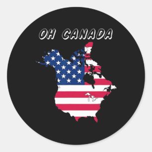 Sticker Rond Drôle Oh Canada Drôle Trump Carte De L'Usa