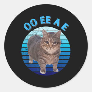 Sticker Rond Drôle Oiia Distressed Chat Frottant Chat Oi Oi Uia