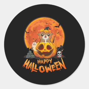 Sticker Rond Drôle Otter Halloween Happy Halloween