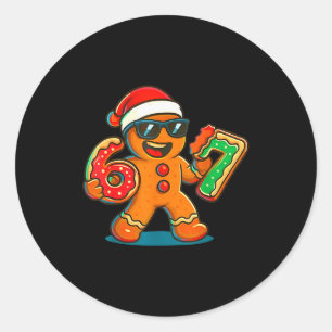 Sticker Rond Drôle pain d'épice six sept 67 glace goutte Noël C