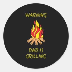Sticker Rond Drôle Papa Grilling Cadeau Pour Fête des pères Bbq